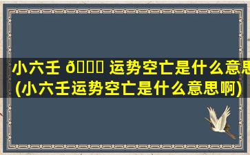 小六壬 🐝 运势空亡是什么意思(小六壬运势空亡是什么意思啊)